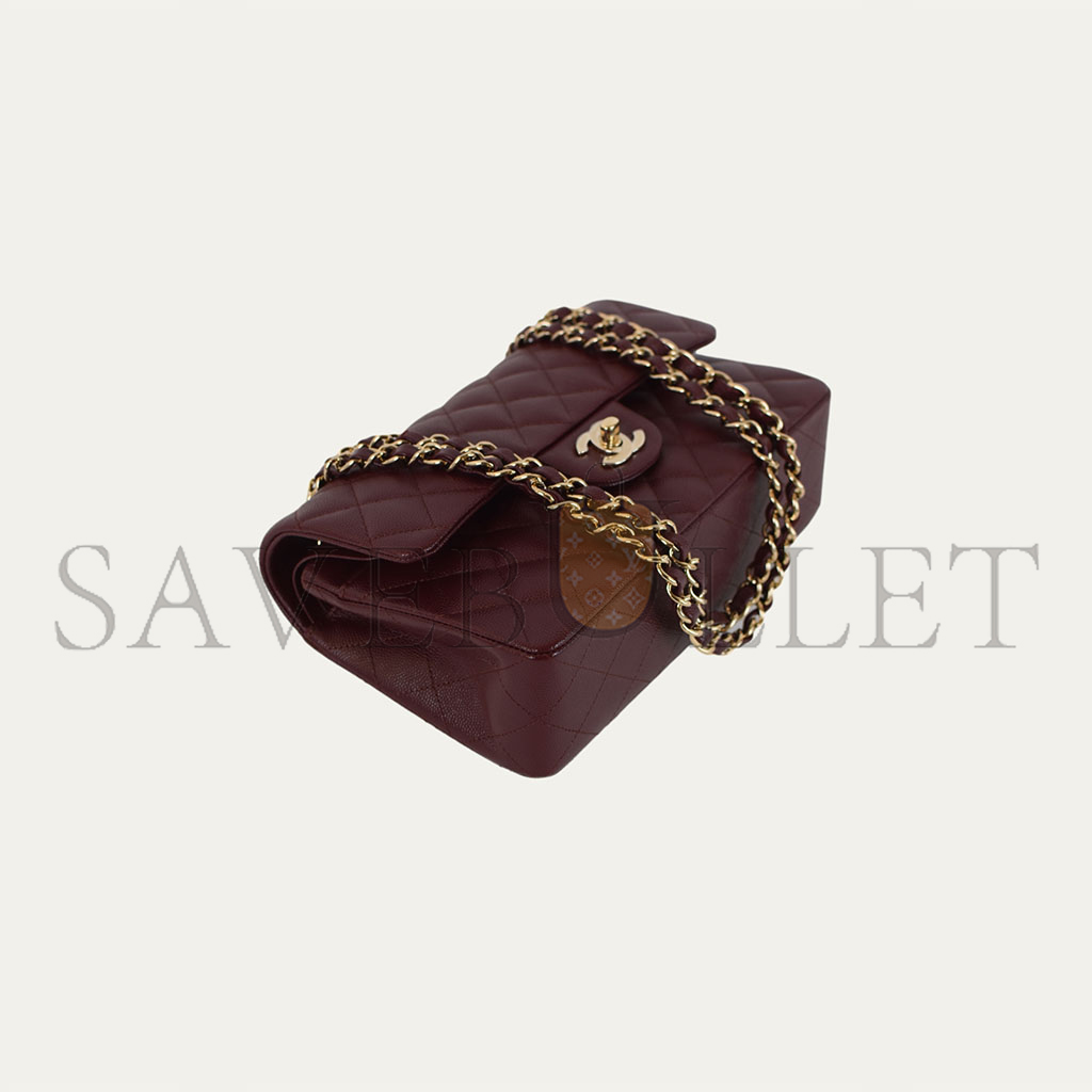 CHANEL MEDIUM FLAP BAG BURGUNDY (23*14.5*6cm) 